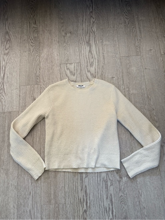 Double Zero Sweaters - Double Zero Cream Ribbed Crewneck Sweater